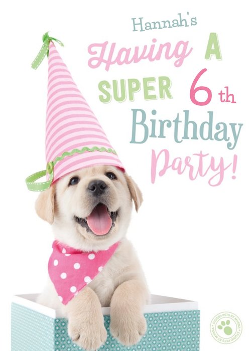 Cute Puppy Birthday Party Invitation