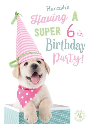 Cute Puppy Birthday Party Invitation