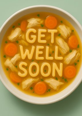 Get Well Soon Alphabet Soup Illustrated Card