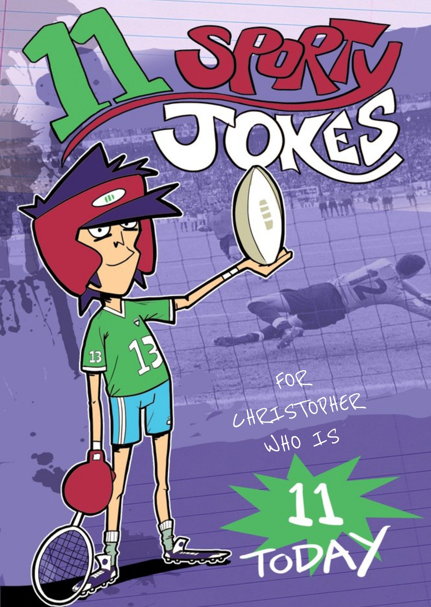 Moonpig 11 Sporty Jokes Personalised Happy 11Th Birthday Card