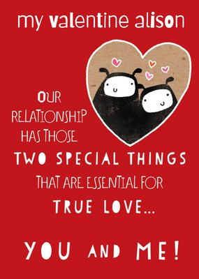 Love Bugs Together You And Me Personalised Valentine's Day Card