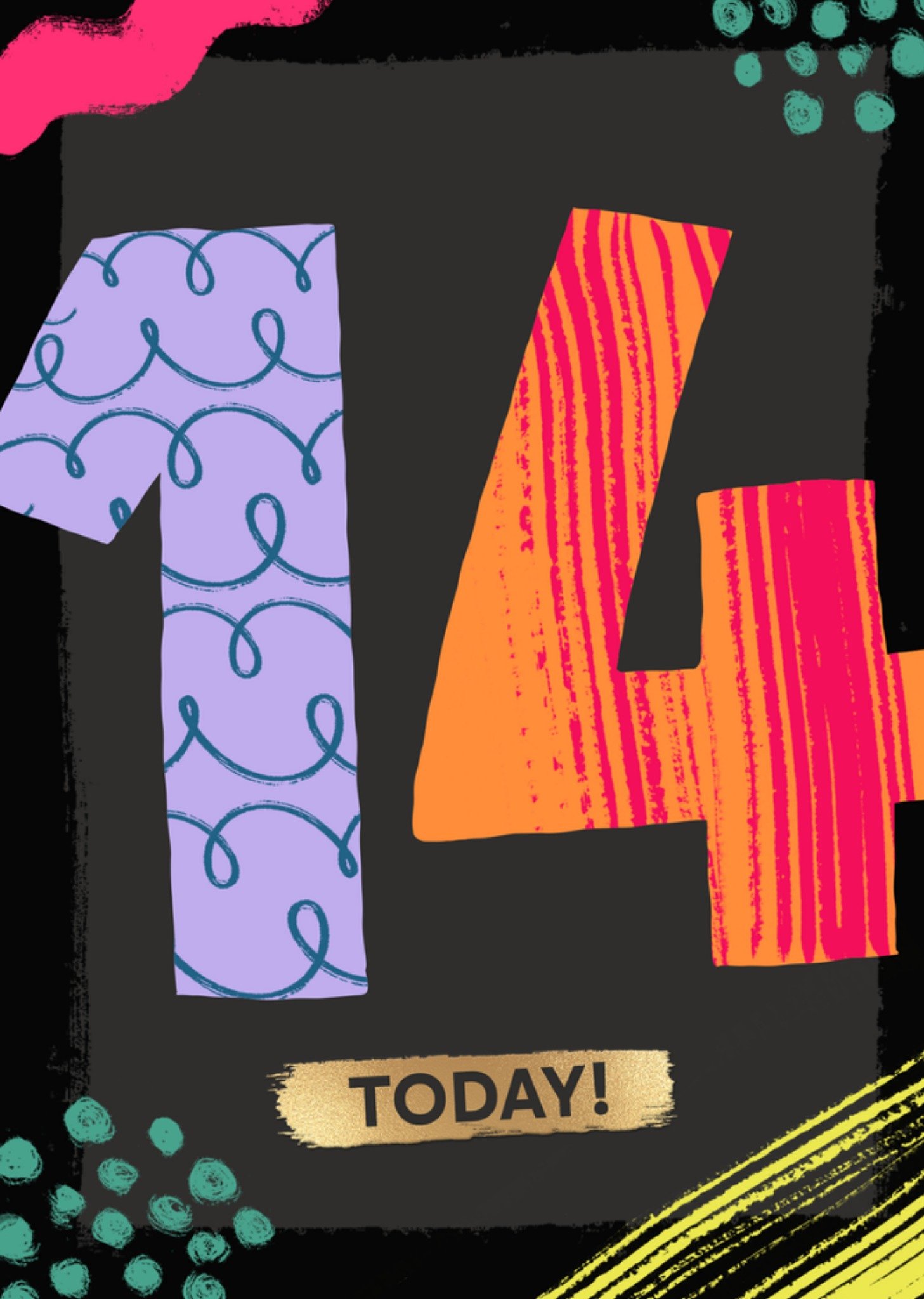 Moonpig Bright & Bold Illustrated 14 Today Birthday Card