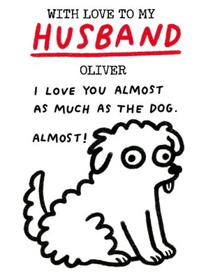 Quirky Illustration Of A Dog Husband's Humorous Birthday Card