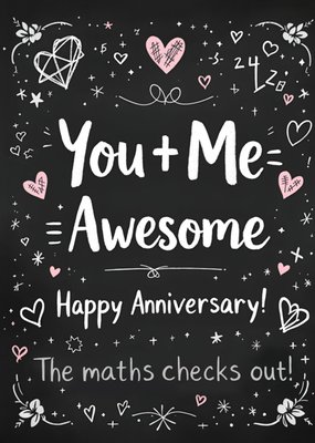 You & Me The Maths Checks Out Typography Anniversary Card