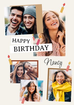 Fun Collage Happy Birthday Photo Upload Card