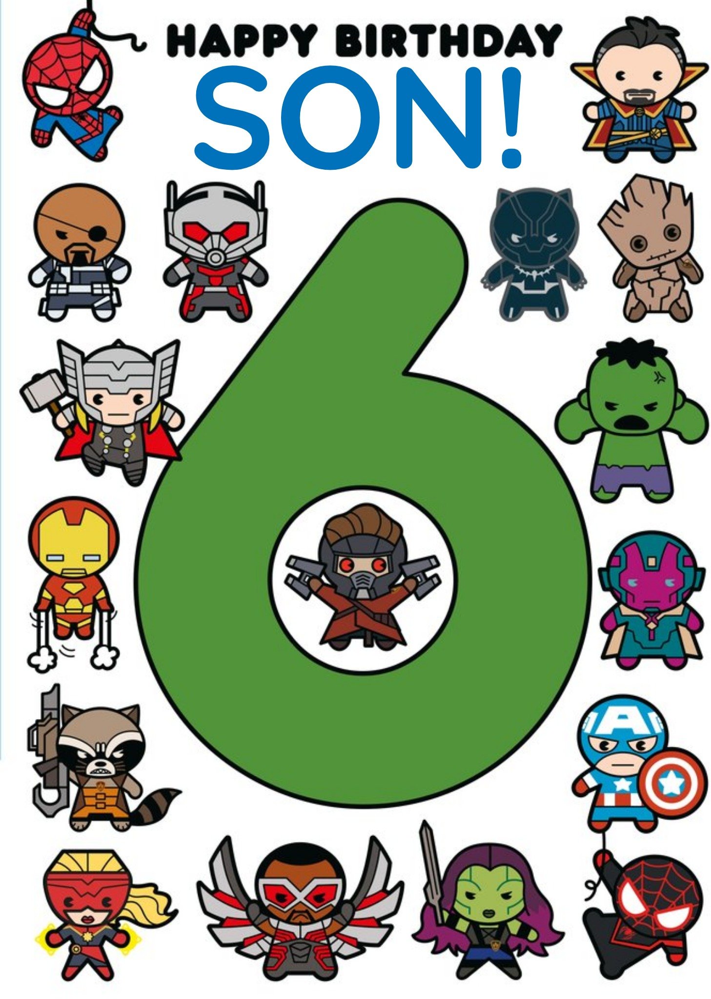 Disney Marvel Comics Son 6th Birthday Card