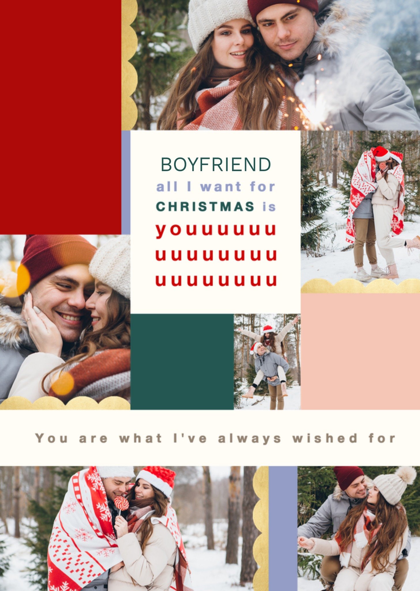 Moonpig Colourful And Loving Boyfriend All I Want For Christmas Is You Christmas Greetings Card