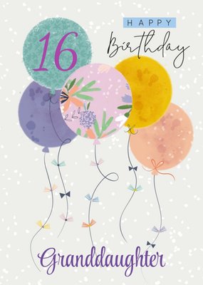 Laura Darrington Modern Balloons Birthday 16th Granddaughter Card