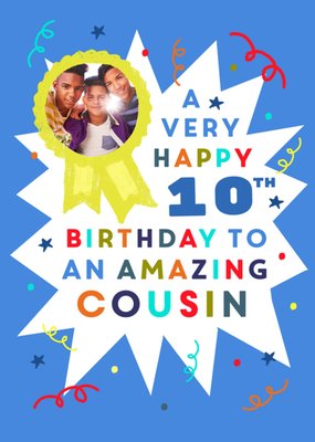 Amazing Cousin 10th Birthday Photo Upload Card