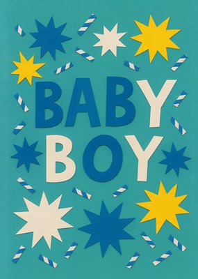 Baby Boy Bold Typography Illustrated Card