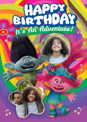 Trolls Power It's An Adventure Photo Upload Birthday Card