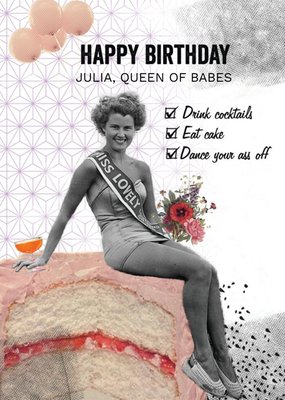 Queen Of Babes Personalised Happy Birthday Card