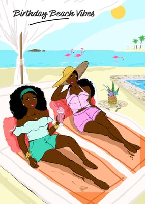 Birthday Beach Vibes Tropical Illustrated Card