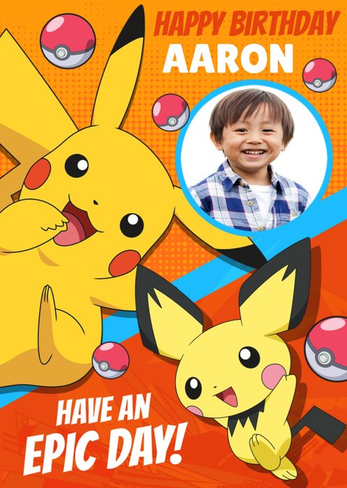 Pokemon Pikachu Photo Upload Birthday Card