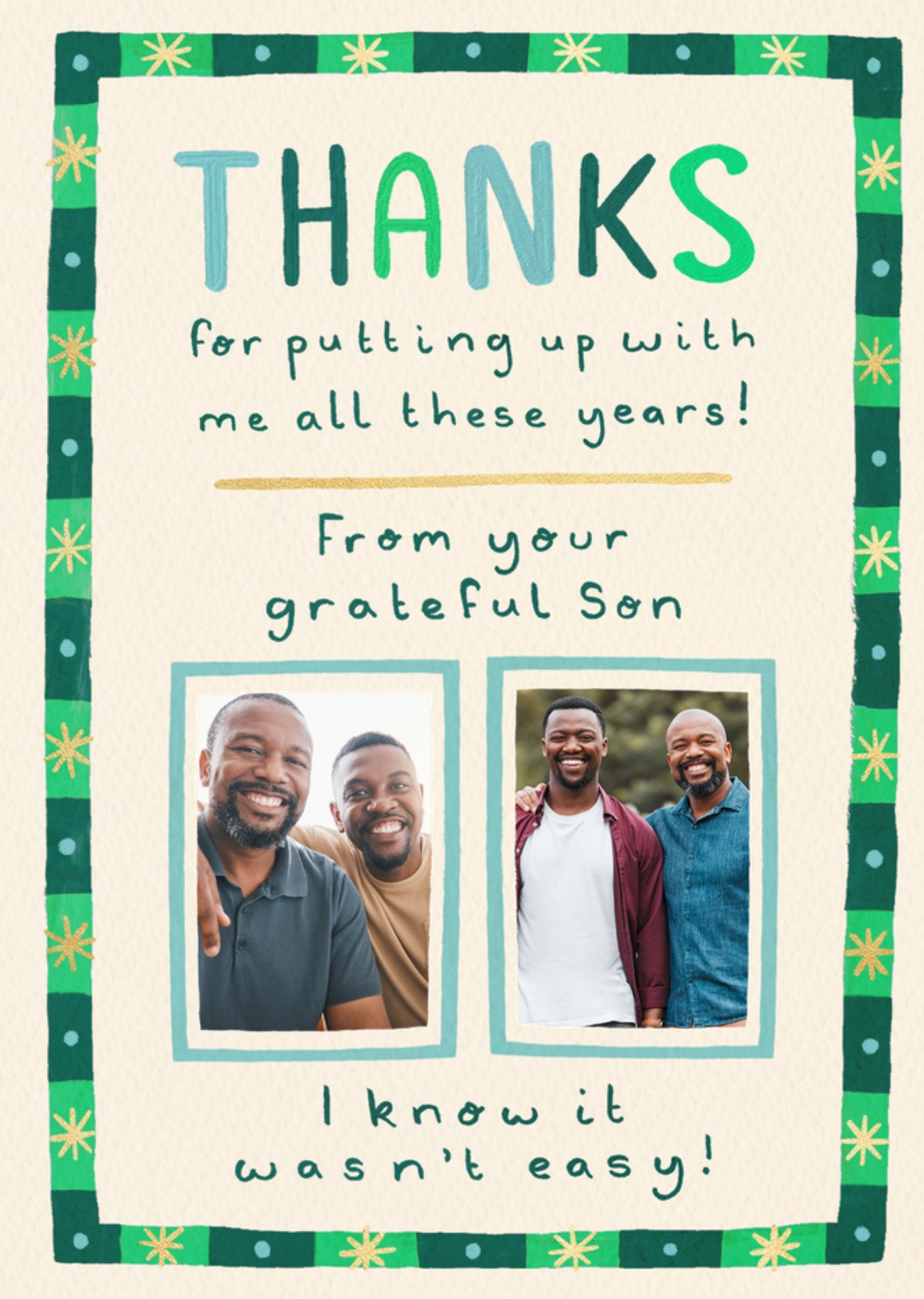 Moonpig Thanks From Your Grateful Son Photo Upload Father's Day Card