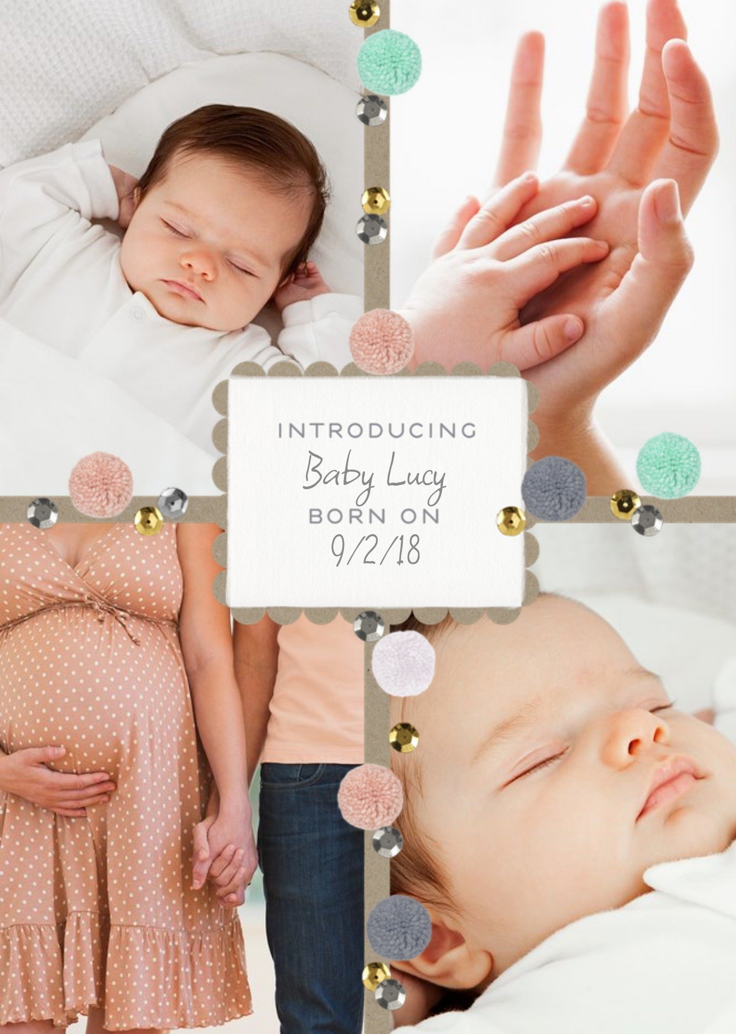 Moonpig Pastel Polka Dots Multi-Photo New Baby Card