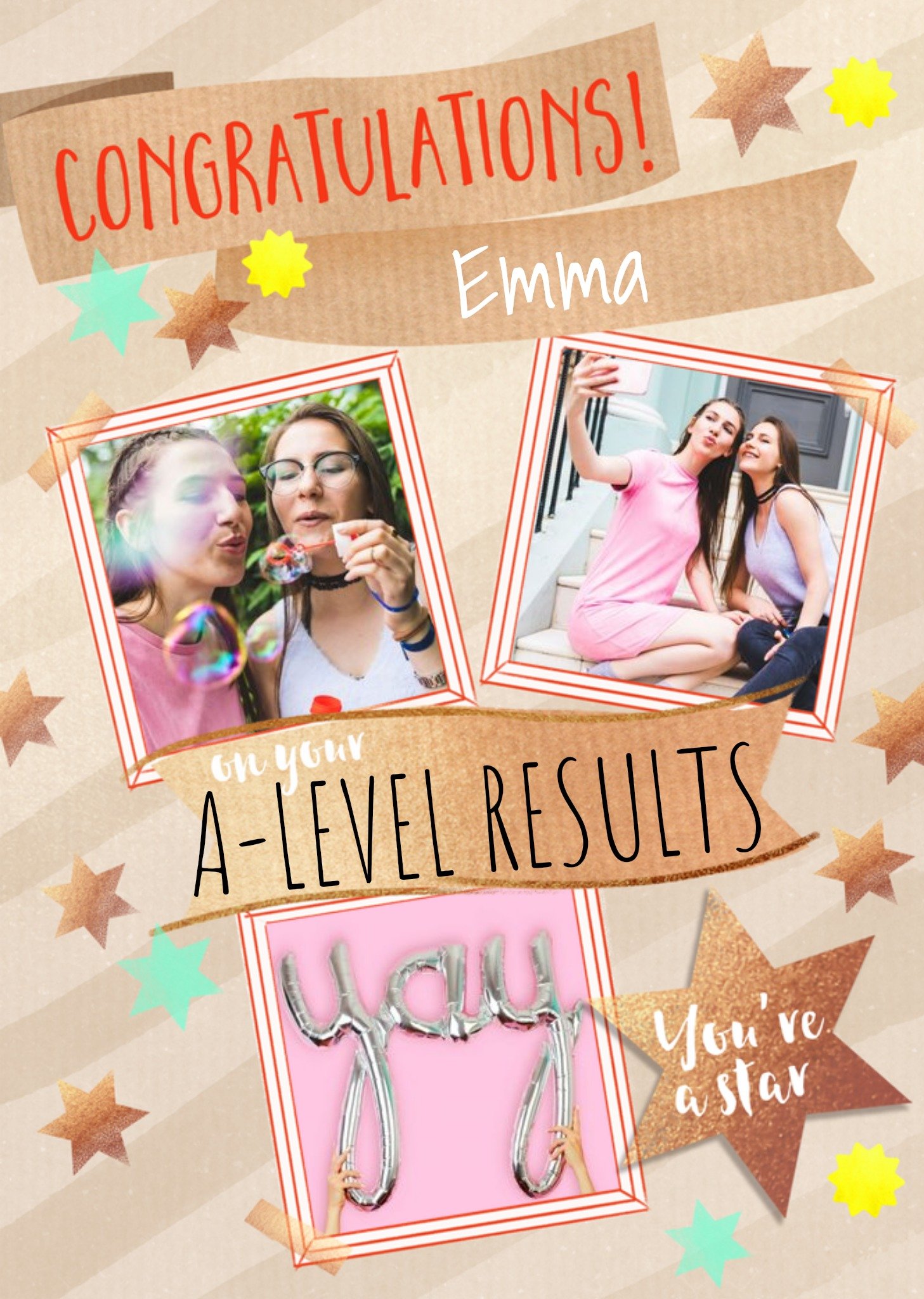 Moonpig Congratulations You're A Star Photo Upload Editable Card Editable Card