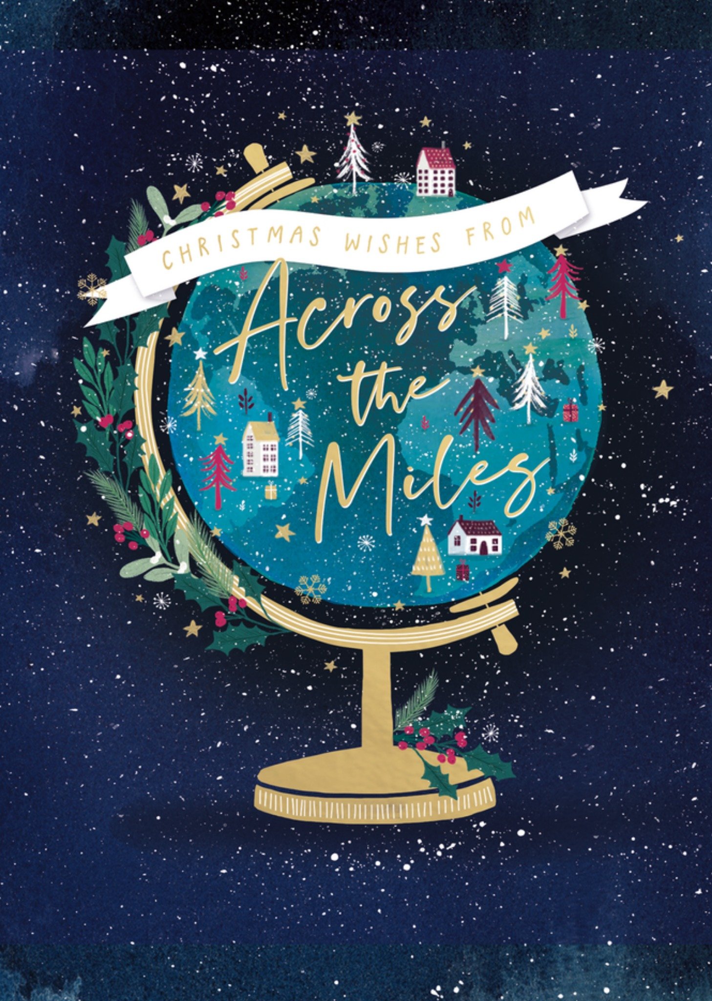 Moonpig Across The Miles Festive Globe Illustrated Christmas Card