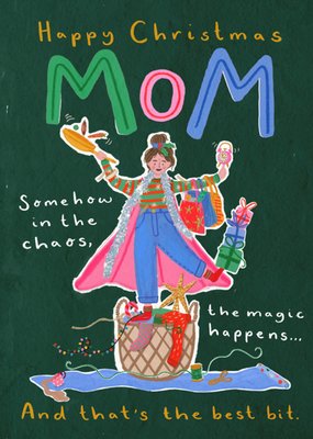 Happy Christmas Mom Illustrated Christmas Card