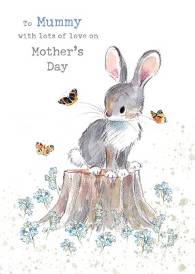 Sweet Autumnal Illustrated Rabbit And Butterflies Lots Of Love On Mother's Day Card