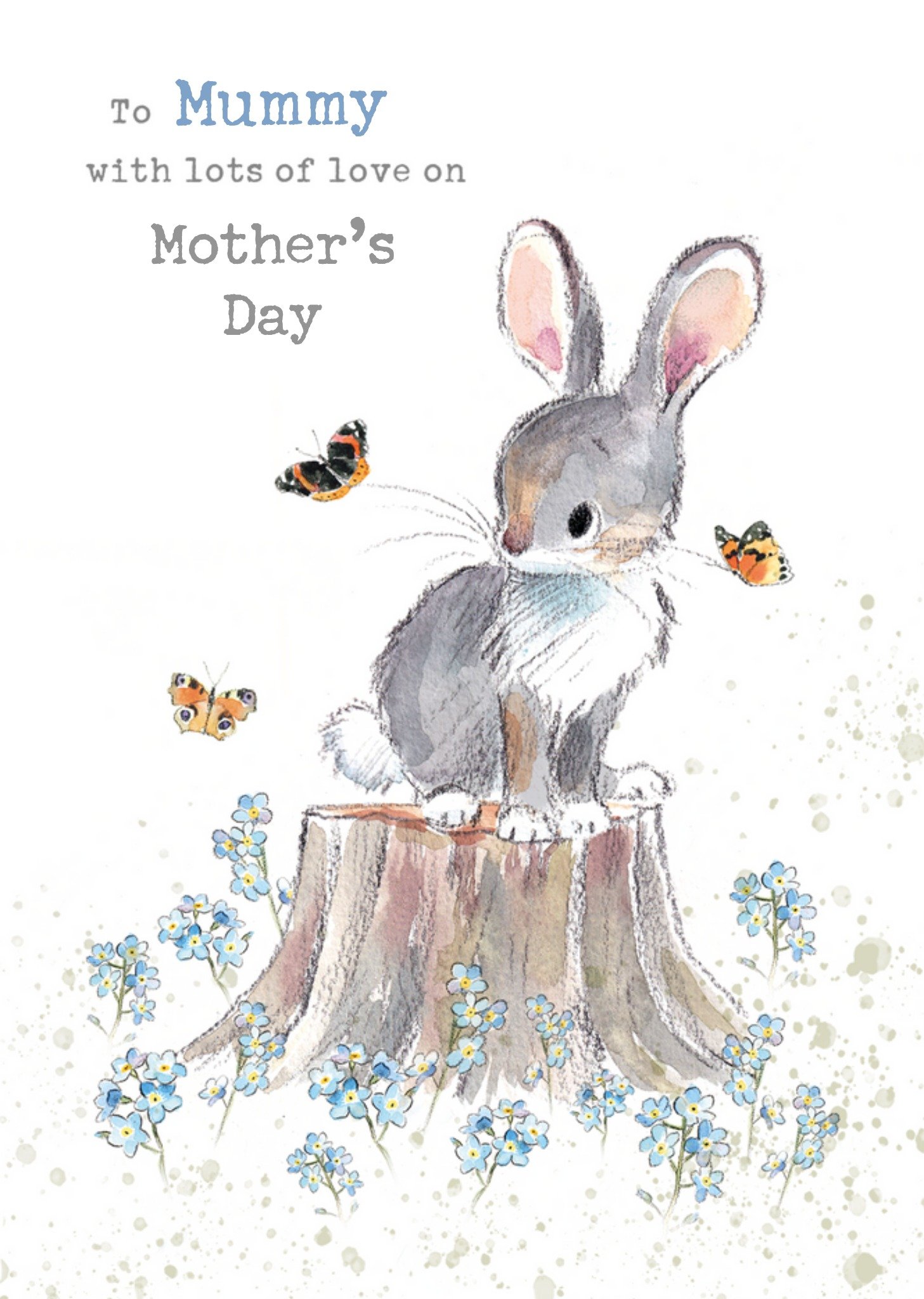 Moonpig Sweet Autumnal Illustrated Rabbit And Butterflies Lots Of Love On Mother's Day Card Ecard