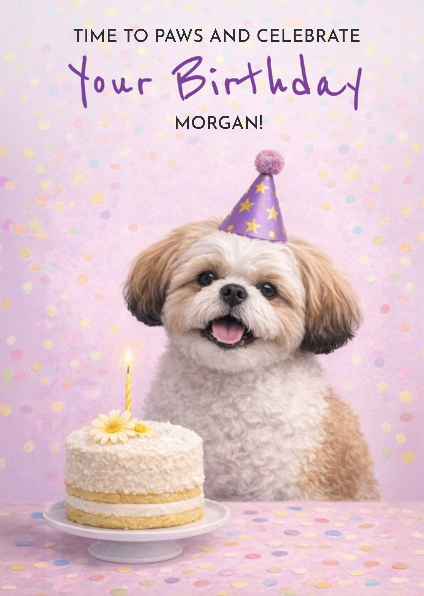 Moonpig Time To Paws And Celebrate Shih Tzu Birthday Card