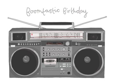 Boombox Hip Hop Sound Centre Humour Old Illustration Retro Birthday Card