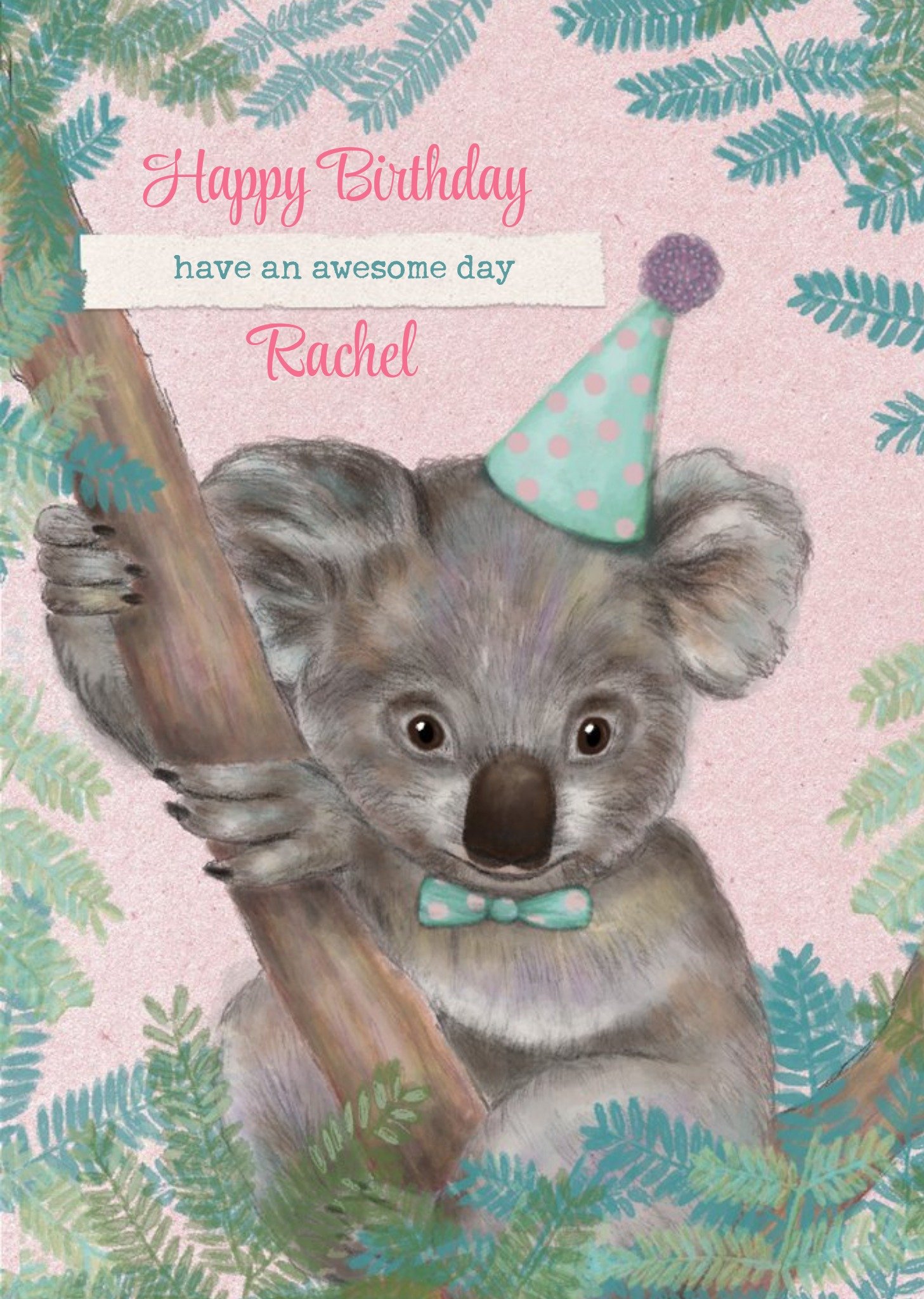 Moonpig Party Hat Koala Birthday Card, Large