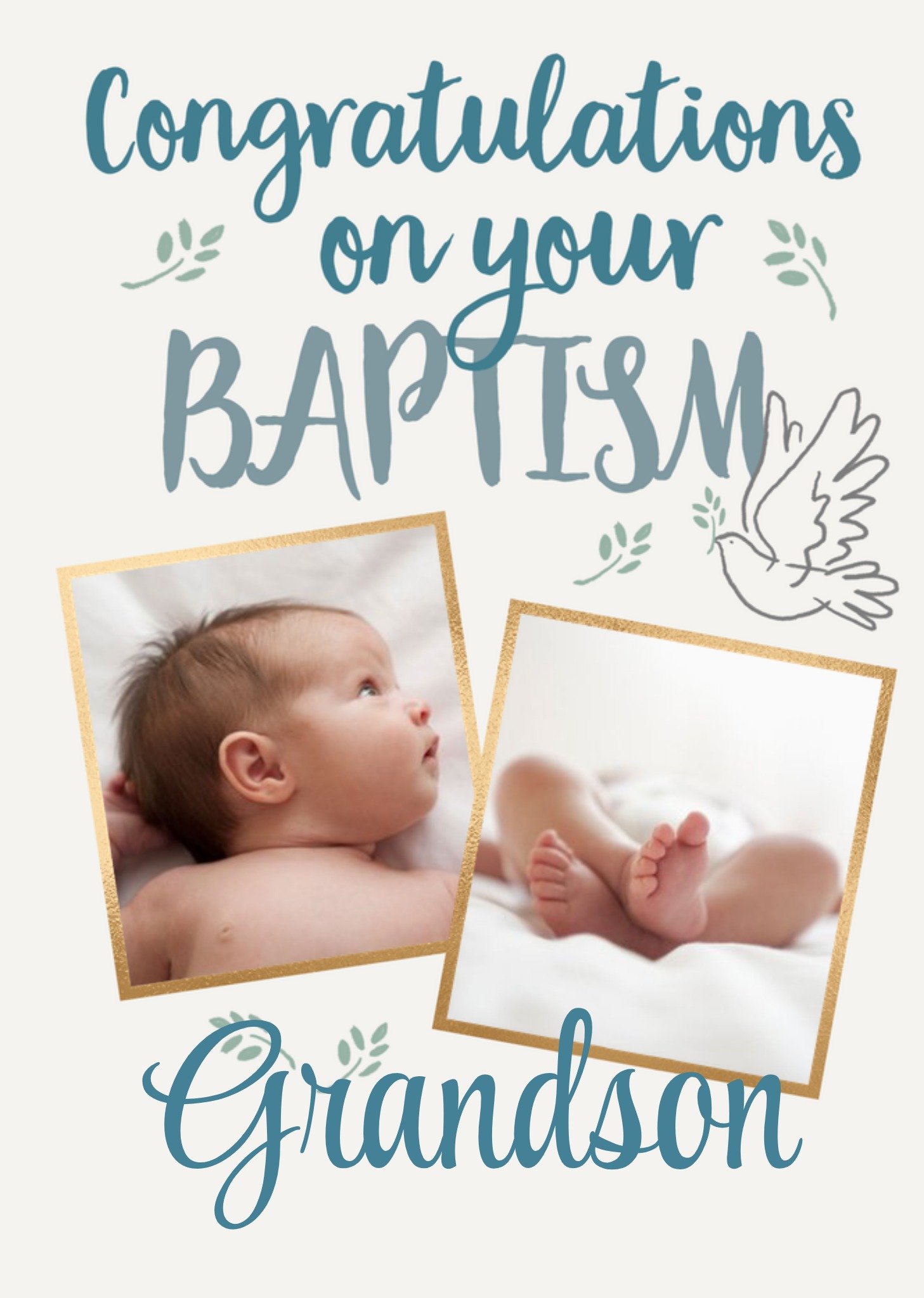 Moonpig Typographic Photo Upload Congratulations On Your Baptism Grandson Card