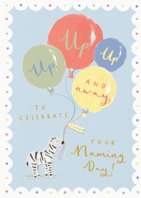 Cute Zebra And Balloons Naming Day Card