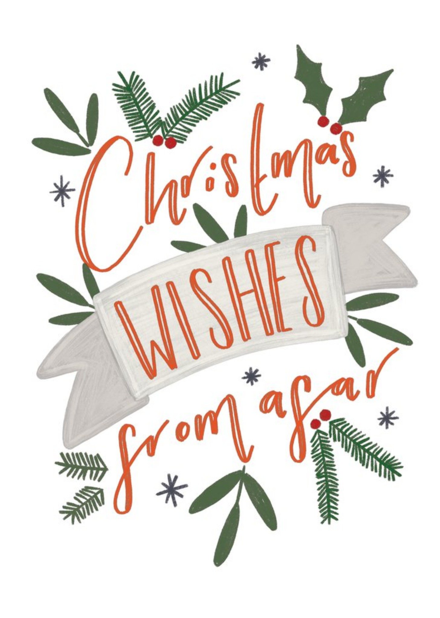 Moonpig Christmas Wishes From Afar Typographic Card