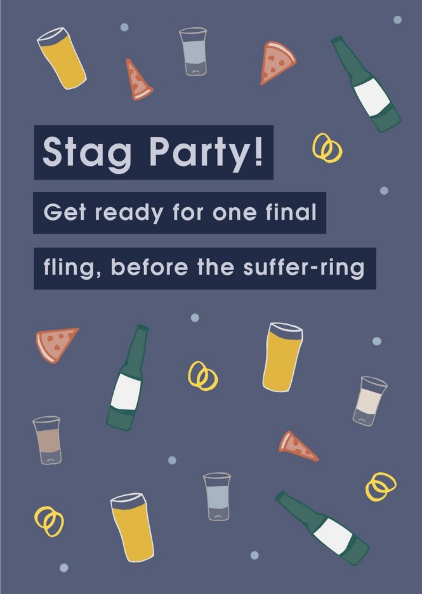 Moonpig Stag Party Invite Illustrated Beer Shots Pizza Stag Do Card