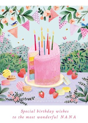 Cake Party Illustrated Birthday Nana Card