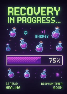 Recovery In Progress Video Game Illustrated Get Well Card