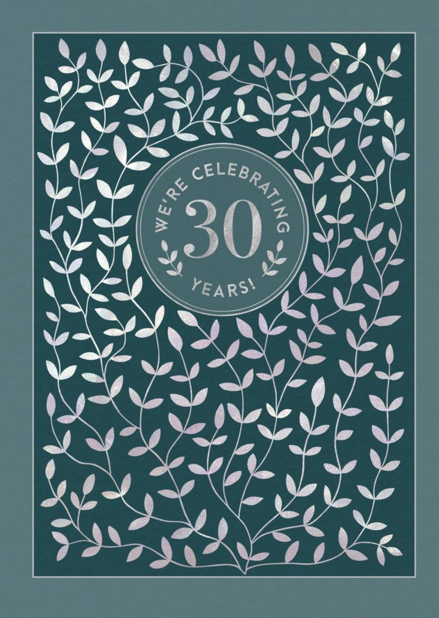 Moonpig Sage Green And Silver Flowers 30th Anniversary Party Invitation