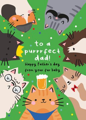 Purrrfect Dad Cute Cats Illustrated Father's Day Card
