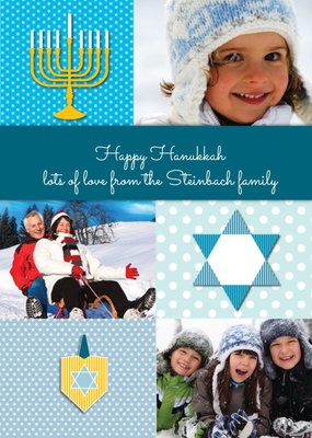 Blue Personalised Photo Upload Happy Hanukkah Card