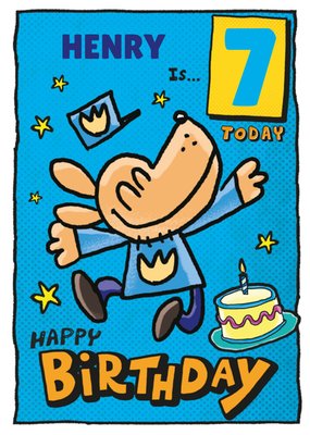 Dog Man Cartoon Illustrated Birthday Card
