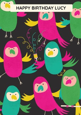 Colourful Birds Personalised Happy Birthday Card