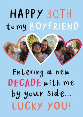 Entering A New Decade Photo Upload Boyfriend 30th Birthday Card