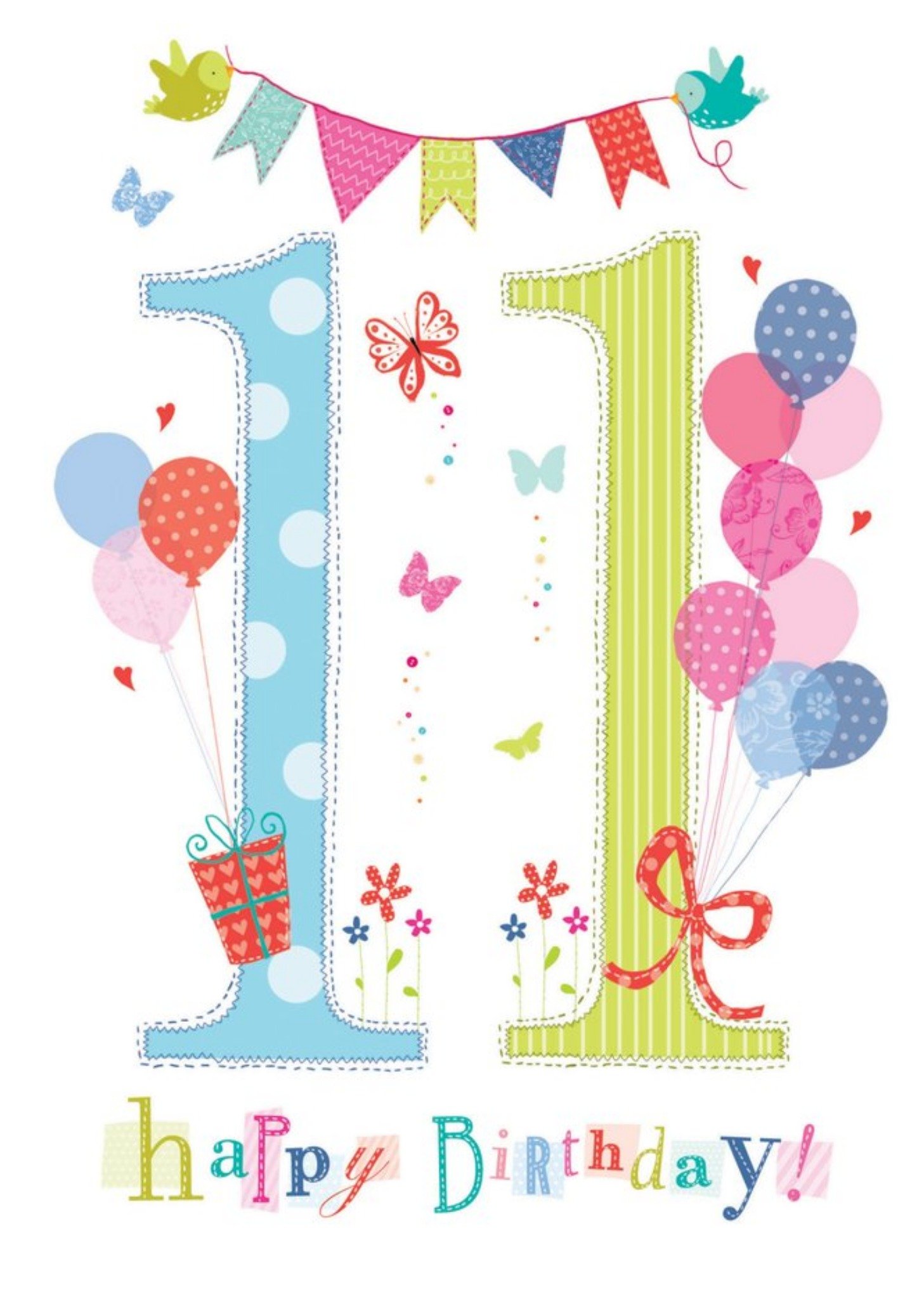 Moonpig Typographic 11 Happy Birthday Card