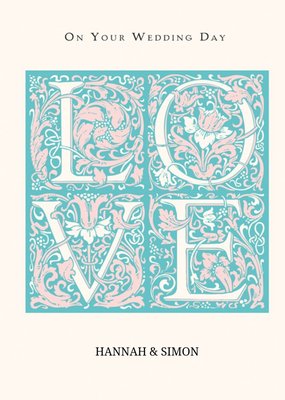 Pretty Floral Love Illustration Wedding Card