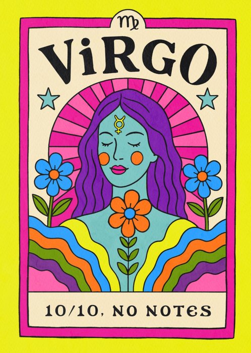 Virgo Zodiac Astrology Retro Birthday Card