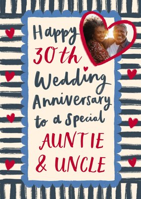 Auntie & Uncle Photo Upload 30th Anniversary Card