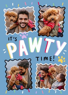 It's Pawty Time Photo Upload Dogs Birthday Card