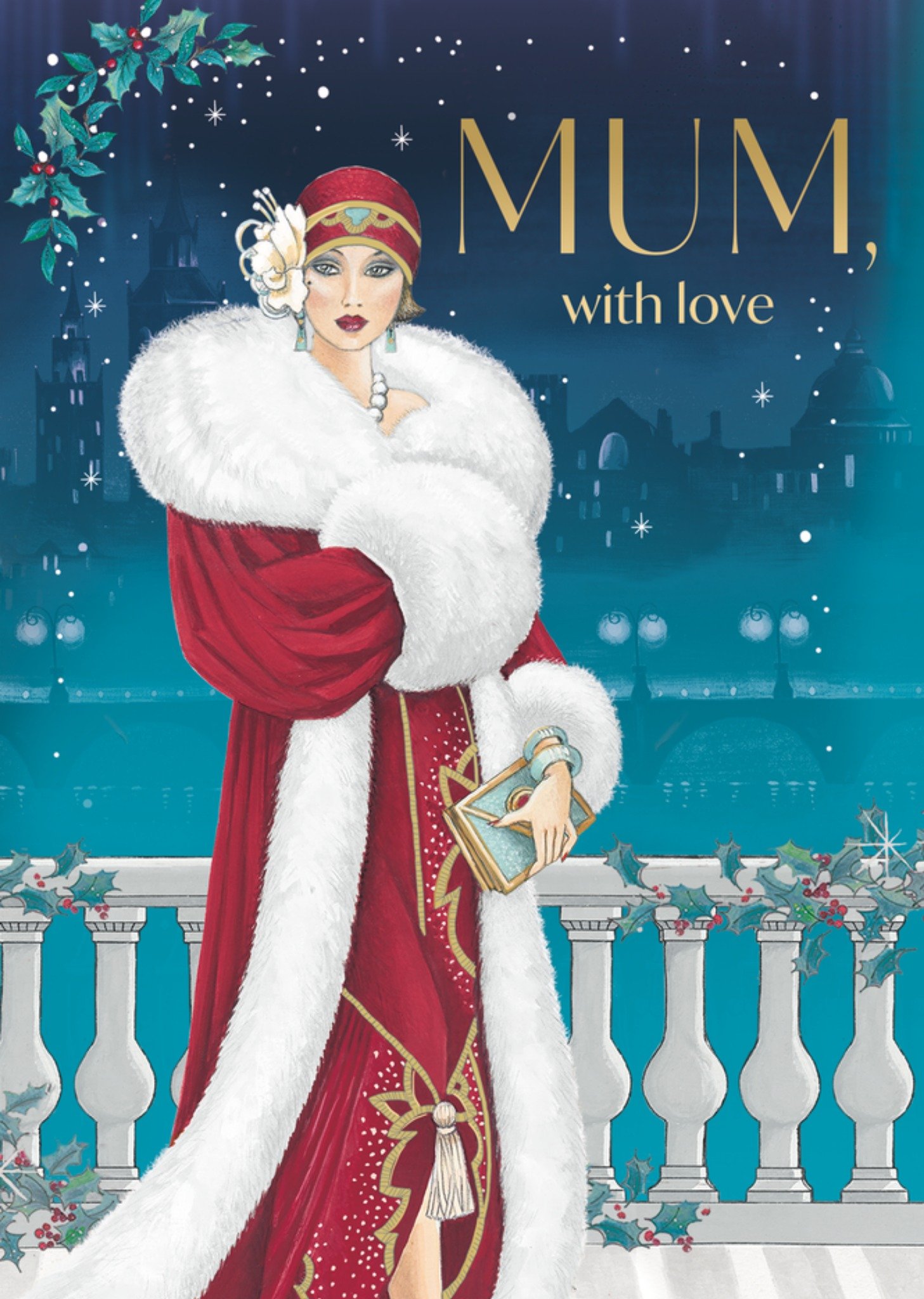 Moonpig Art Deco Mum With Love Christmas Card