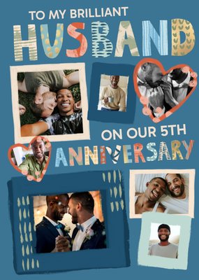 Brilliant Husband 5th Anniversary Photo Upload Card