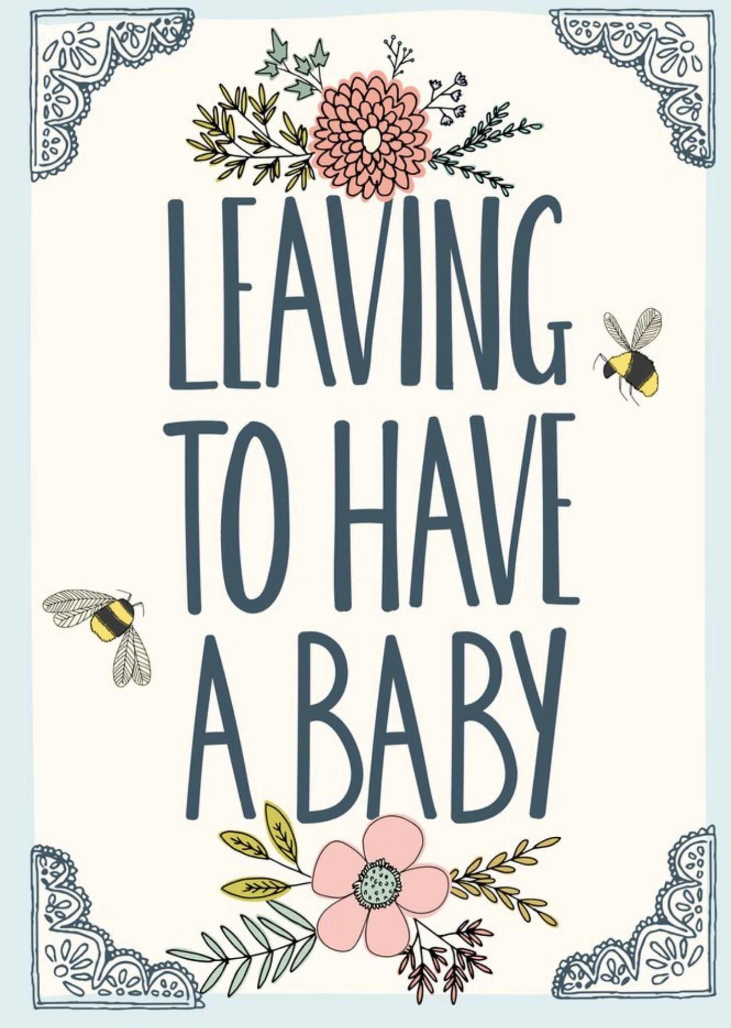 Moonpig Floral Illustration With Bees Maternity Leave Card