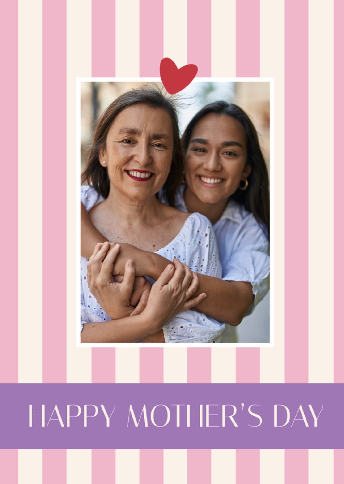 Moonpig Happy Mother's Day Sweet Striped Photo Upload Card