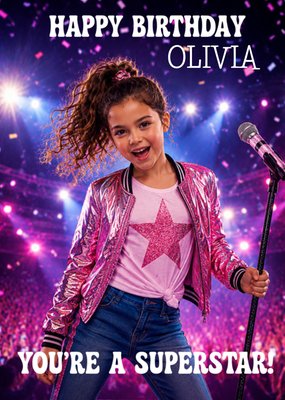 You're A Superstar Face Swap Pop Star Birthday Card